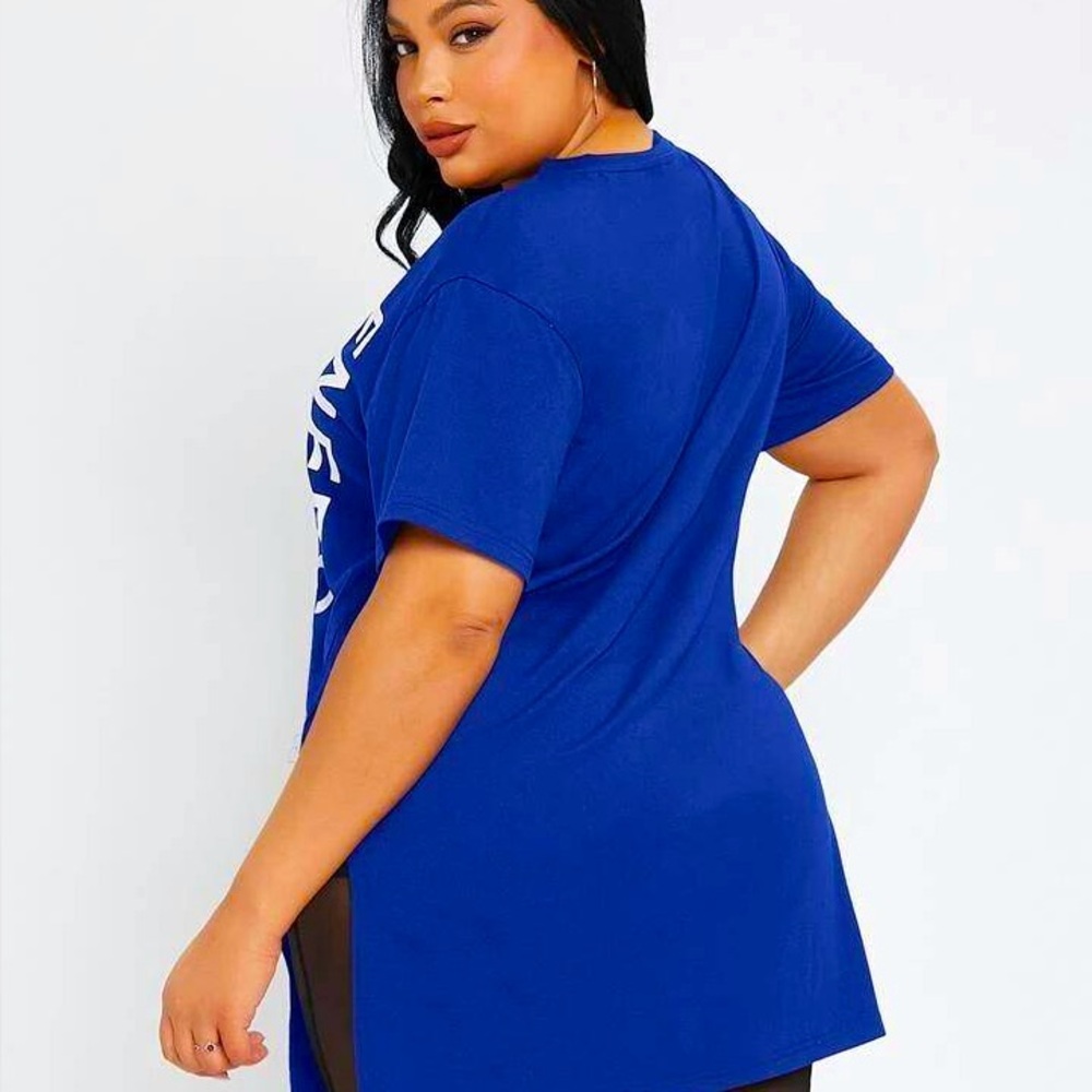 Plus Size Blue “Energetic” Graphic Tunic Top - 2XL Woman